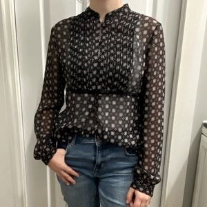 Apt 9 Black and Purple Sheer Blouse